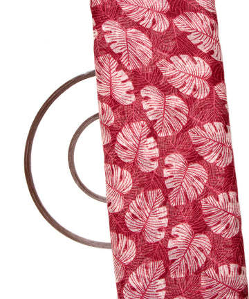Maroon Colour Leaf Print Kota Doria Fabric